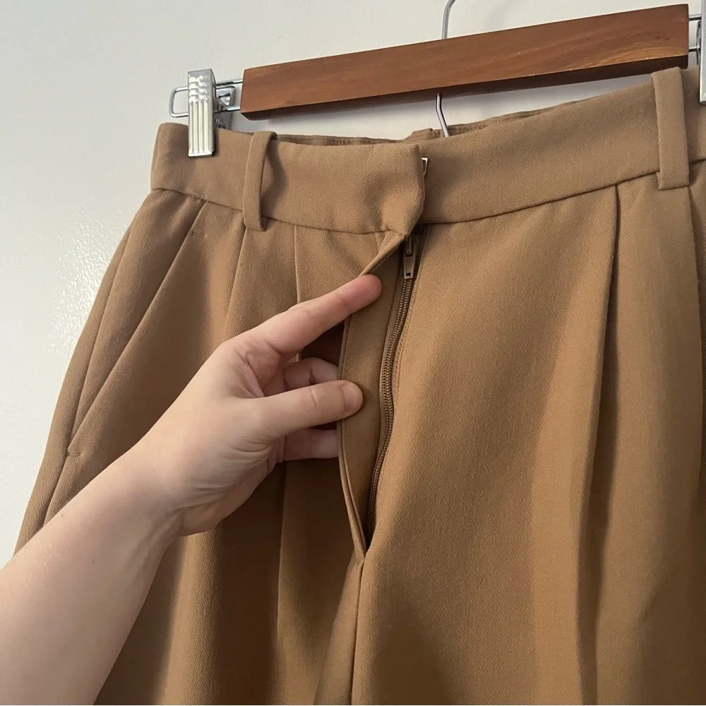 Abercrombie & Fitch Sloane Tailored Fit Pants Camel Brown Pintuck Trouser 26 - Picture 3 of 12